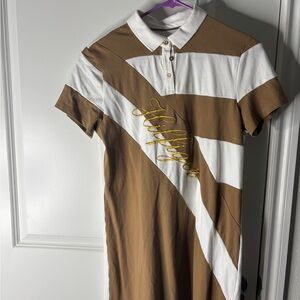 Tommy Hilfiger Tan and Brown Buttoned Polo Dress